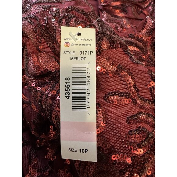 R & M Richards Dress 10P Merlot Wine Sequin Formal Prom Wedding Cruise Party NEW - Picture 9 of 13
